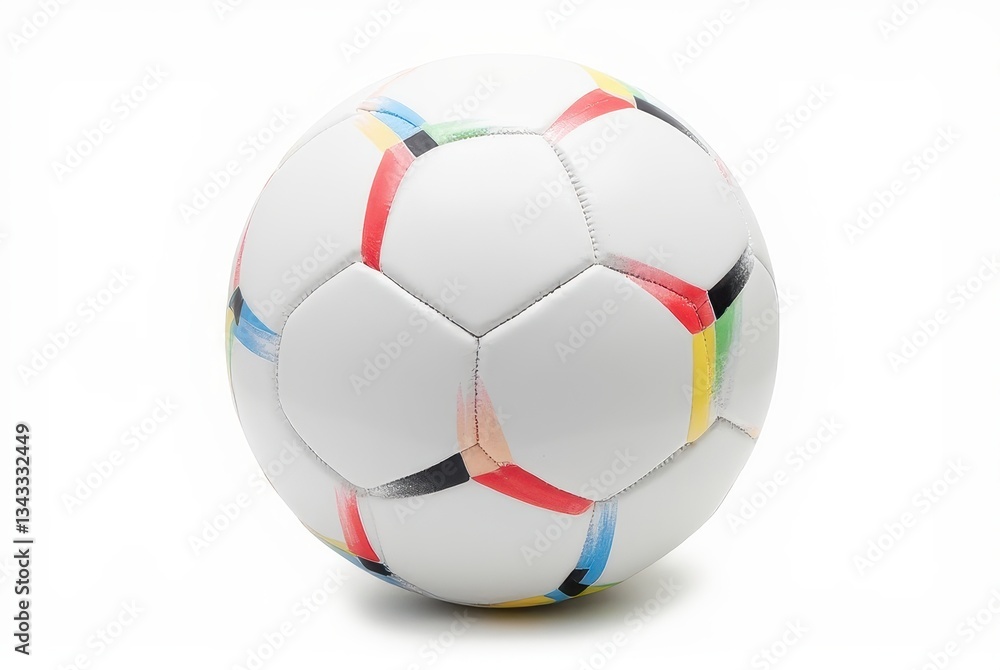 Classic Soccer Ball with Colorful Design on White Background Classic Soccer Ball with Colorful Design on White Background