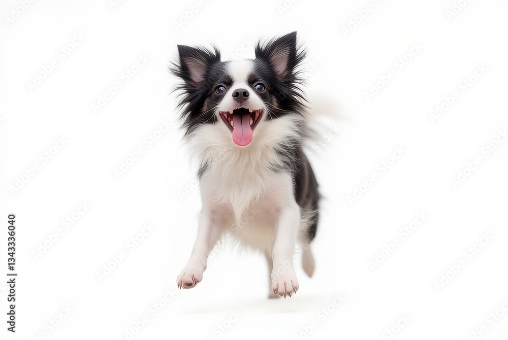 Happy Chihuahua Dog Jumping in Air with Joyful Expression Happy Chihuahua Dog Jumping in Air with Joyful Expression