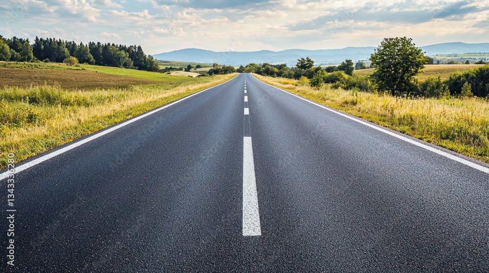 Straight Modern Highway on White Background Straight Modern Highway on White Background