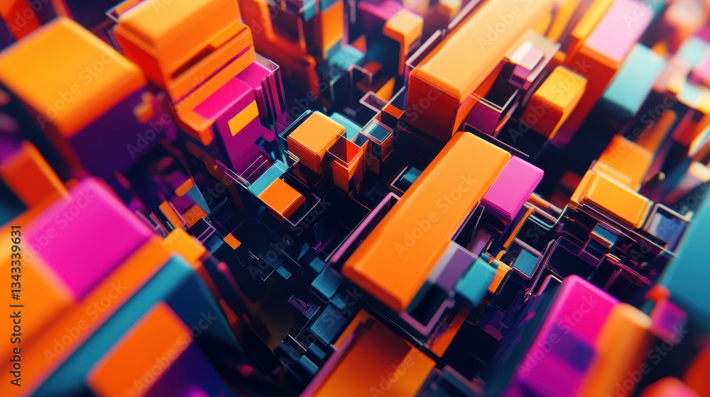 Abstract geometric shapes in vibrant colors and complex arrangements Abstract geometric shapes in vibrant colors and complex arrangements