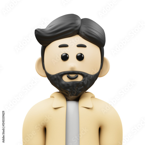 bearded man avatar 3d illustration