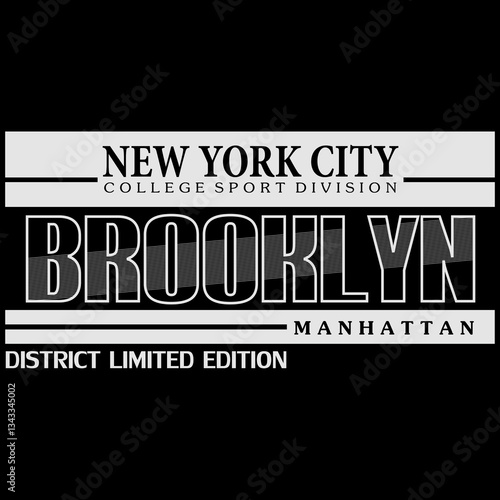bold brooklyn manhattan streetwear typography design vector with urban college style elements