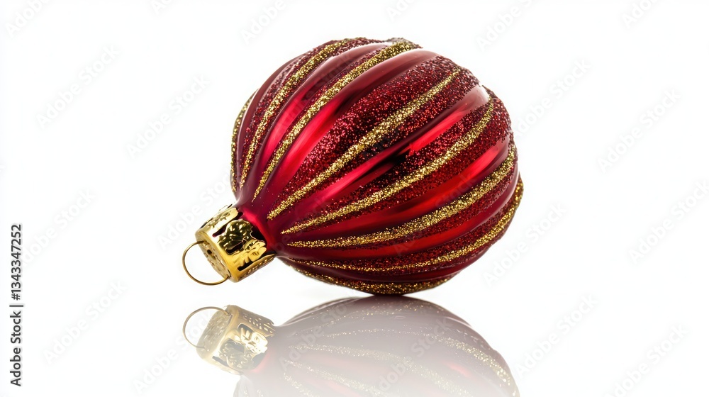 Fototapeta premium Decorative Red Christmas Ball with Golden Cap