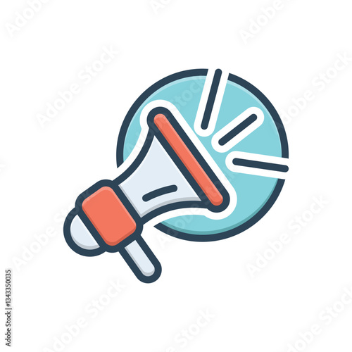 Color illustration icon for megaphone