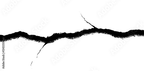 A striking crack texture unfolds in a bold, black line contrasting with the surrounding white space, inviting the viewer to reflect on the beauty of imperfection and resilience