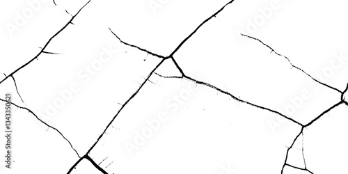 Striking details of crack texture on a stark white background highlighting natural patterns and irregularities in shape