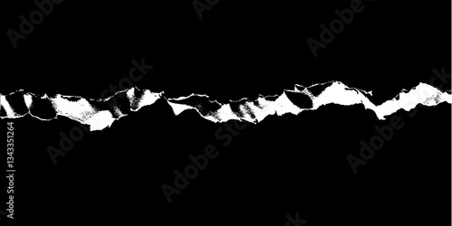 Exploring the artistry of torn paper creating dynamic textures and shadows against a dark backdrop