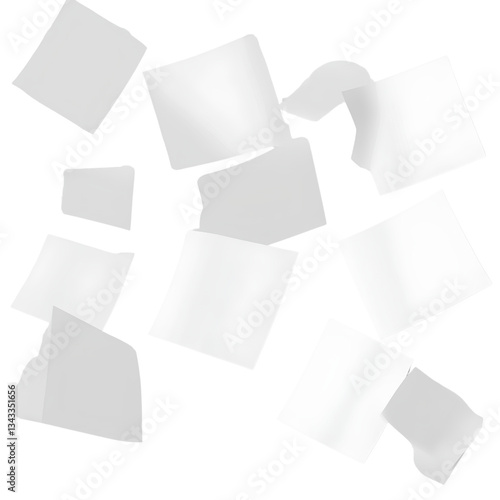 Wallpaper Mural White paper sheets flying around, different angles, transparent background Torontodigital.ca