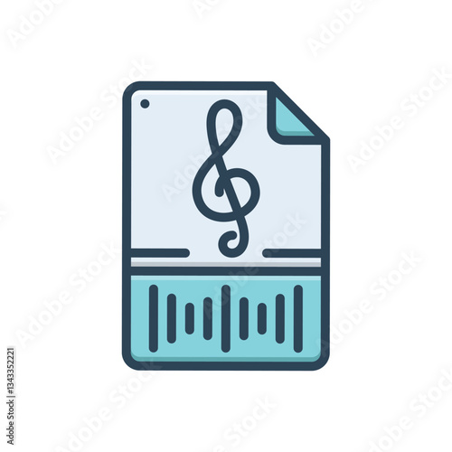 Color illustration icon for audio file