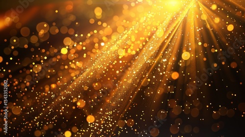Golden Light Rays and Sparkling Dust Particles Create a Celestial Effect