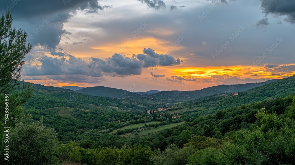 Sunset Over Rolling Hills Sunset Over Rolling Hills