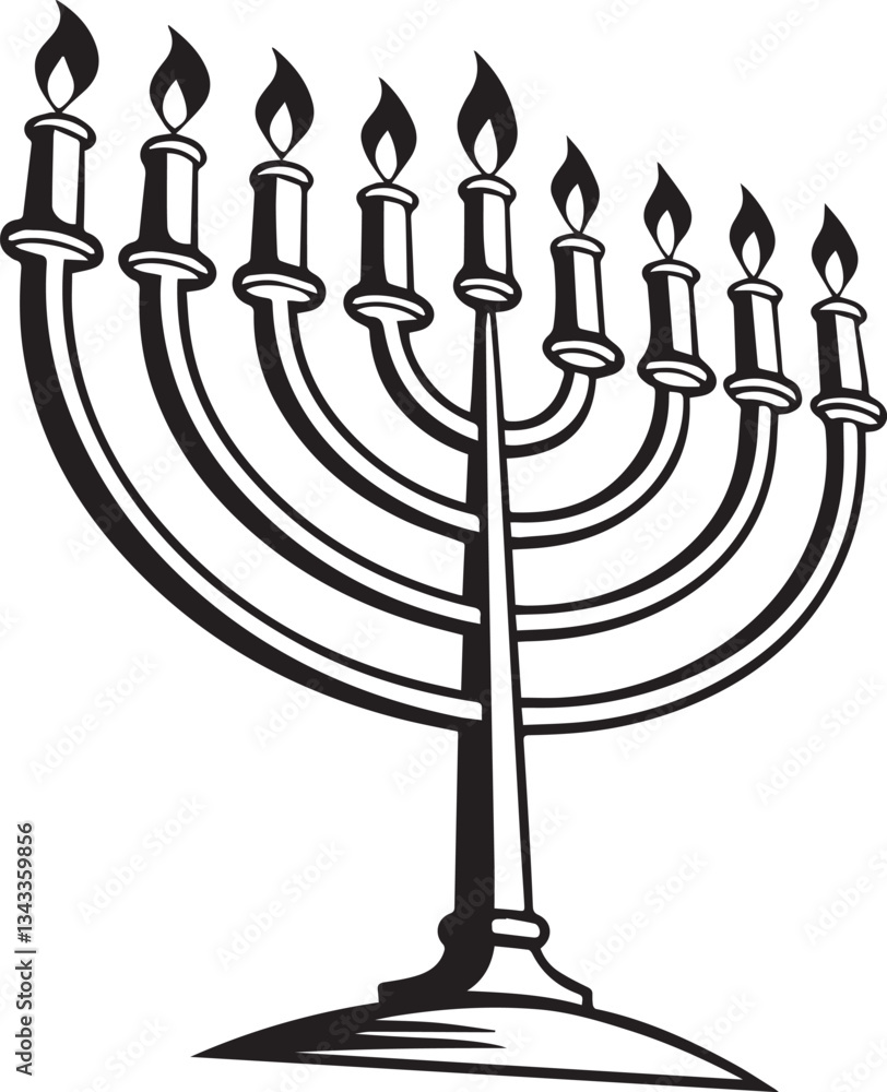 menorah with candles vector illustration, menorah silhouette vector black and white menorah with candles vector illustration, menorah silhouette vector black and white