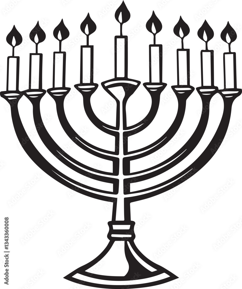 menorah with candles vector illustration, menorah silhouette vector black and white menorah with candles vector illustration, menorah silhouette vector black and white
