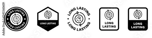 Long Lasting - vector product feature labels isolated on white.
