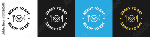Ready to Eat - vector stamp for food on different backgrounds.