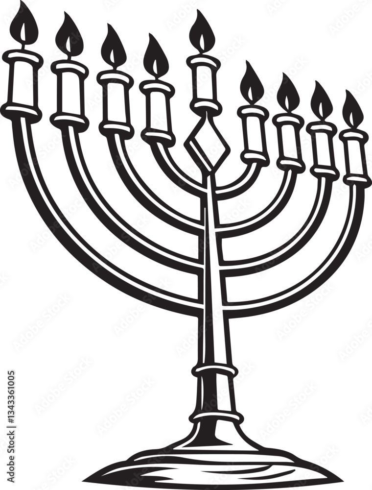 menorah with candles vector illustration, menorah silhouette vector black and white menorah with candles vector illustration, menorah silhouette vector black and white