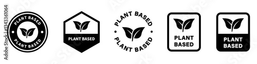 Plant based stickers for packaging. Product information labels isolated on white.