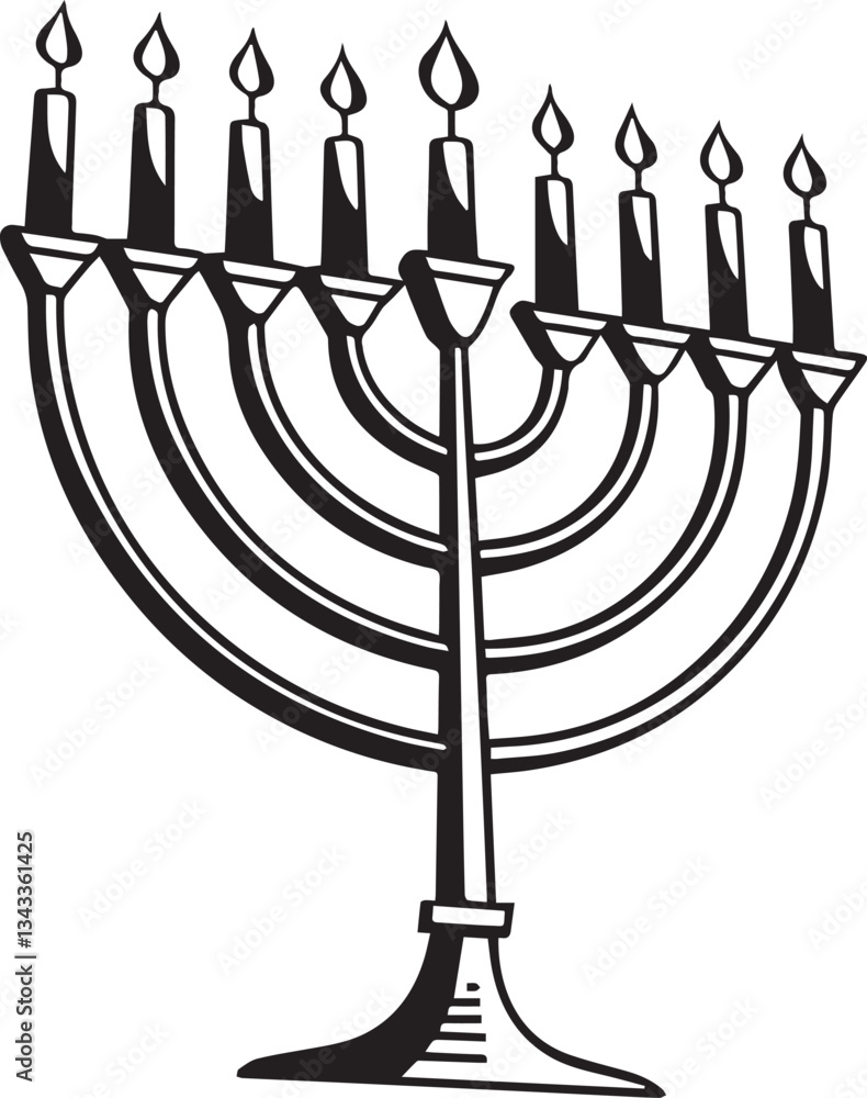 menorah with candles vector illustration, menorah silhouette vector black and white menorah with candles vector illustration, menorah silhouette vector black and white