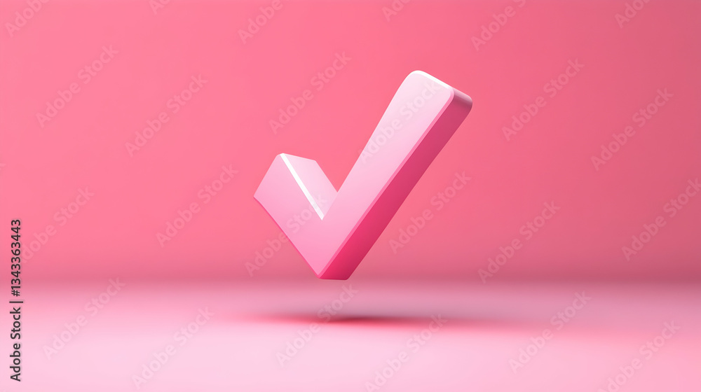 A Bold Pink Checkmark Symbolizes Accomplishment And Success Against A Soft Pink Backdrop A Bold Pink Checkmark Symbolizes Accomplishment And Success Against A Soft Pink Backdrop