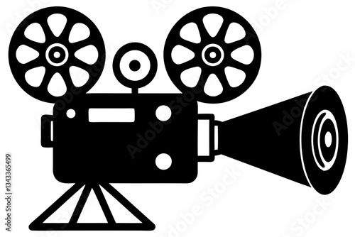 Retro film projector silhouette vector.