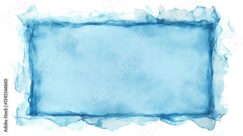 light blue watercolor rectangular square shape texture on white or transparent background