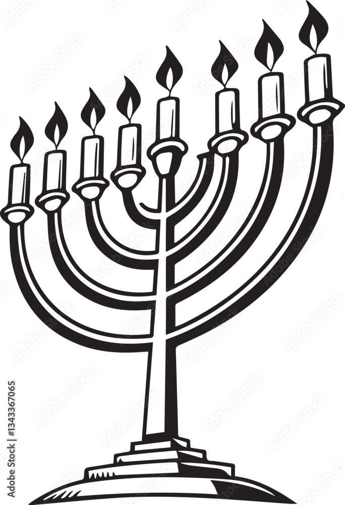 menorah with candles vector illustration, menorah silhouette vector black and white menorah with candles vector illustration, menorah silhouette vector black and white