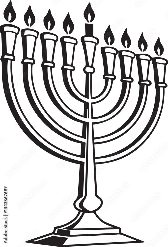 menorah with candles vector illustration, menorah silhouette vector black and white menorah with candles vector illustration, menorah silhouette vector black and white