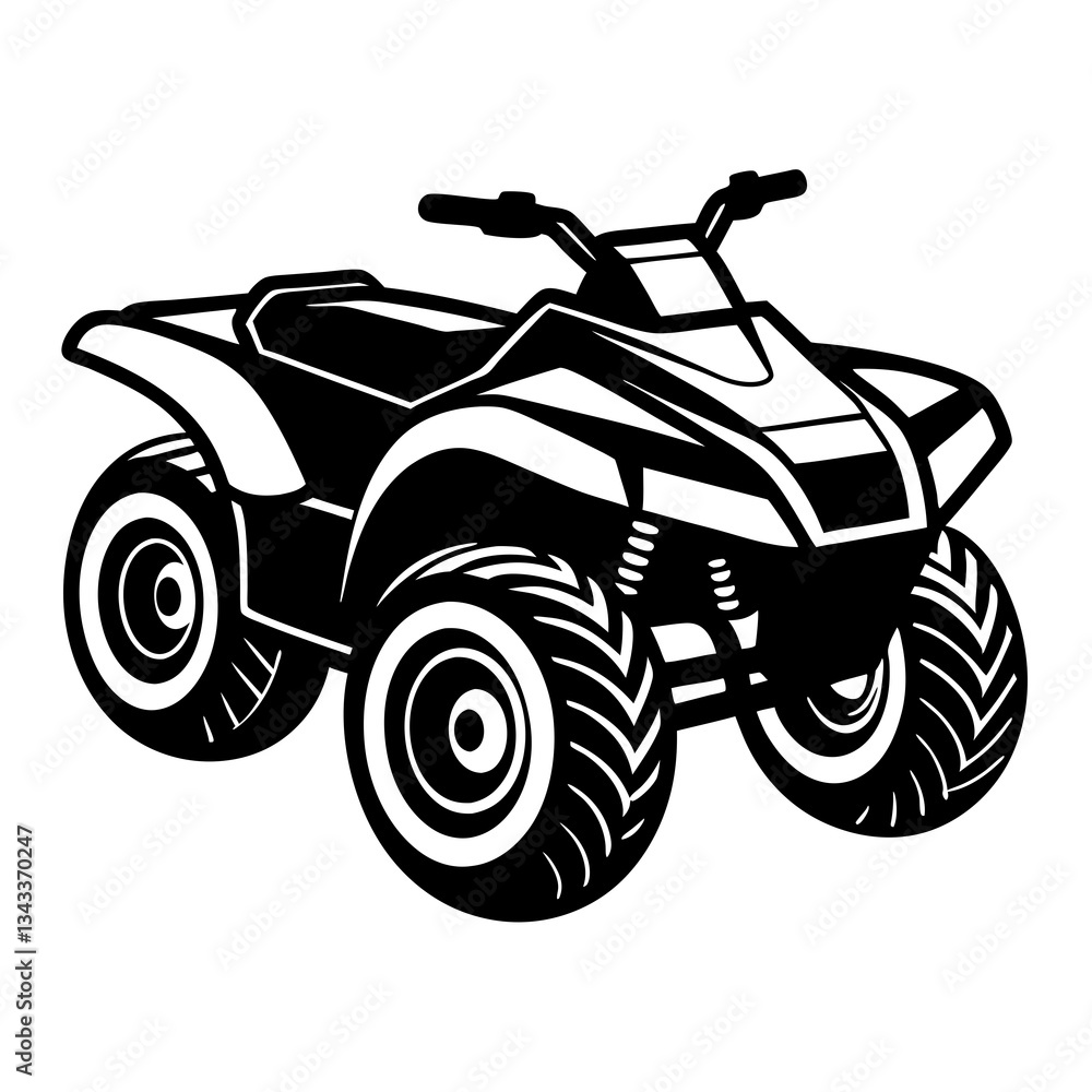 Fototapeta premium all-terrain vehicle (ATV) black silhouette vector, Simple silhouette Design vector icon with white background.