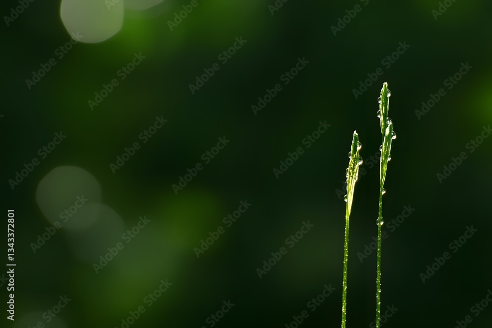 Dewdrops on Grass Blades Nature Macro Photography Dewdrops on Grass Blades Nature Macro Photography