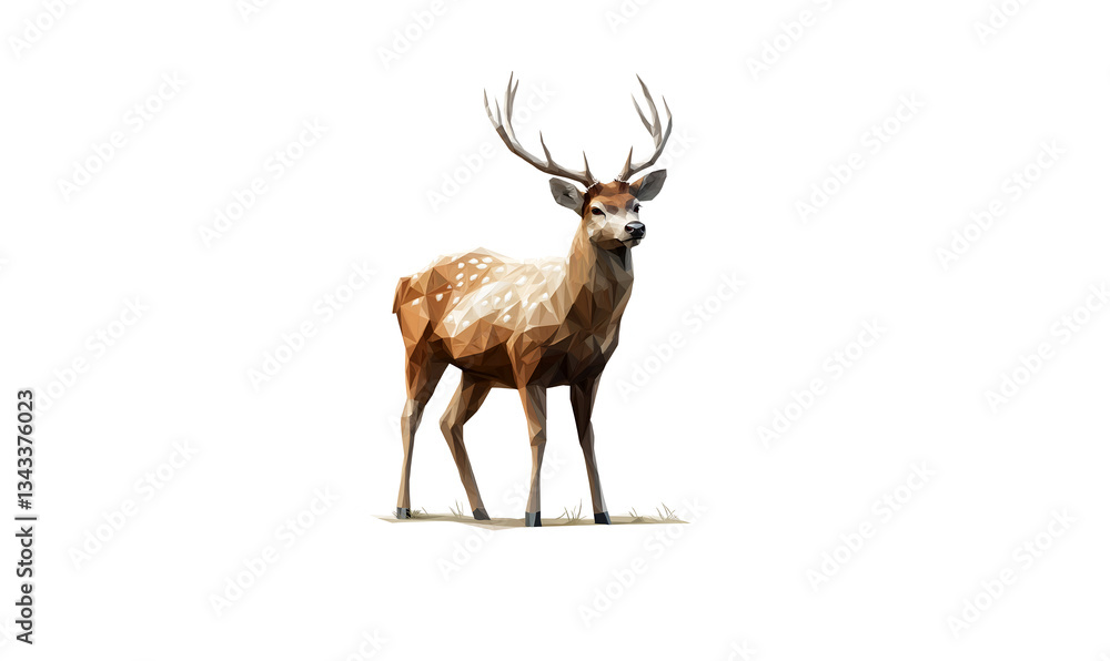 Obraz premium Deer low poly wildlife background with abstract polygonal digital design