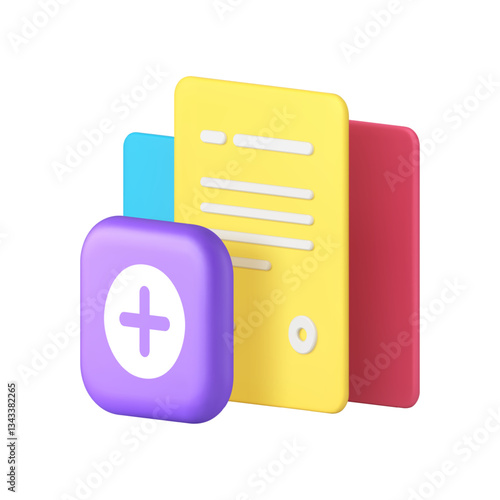 Contract agreement legal official document information add 3d icon realistic vector illustration. Employee cooperation partnership list business application form lawyer financial signature