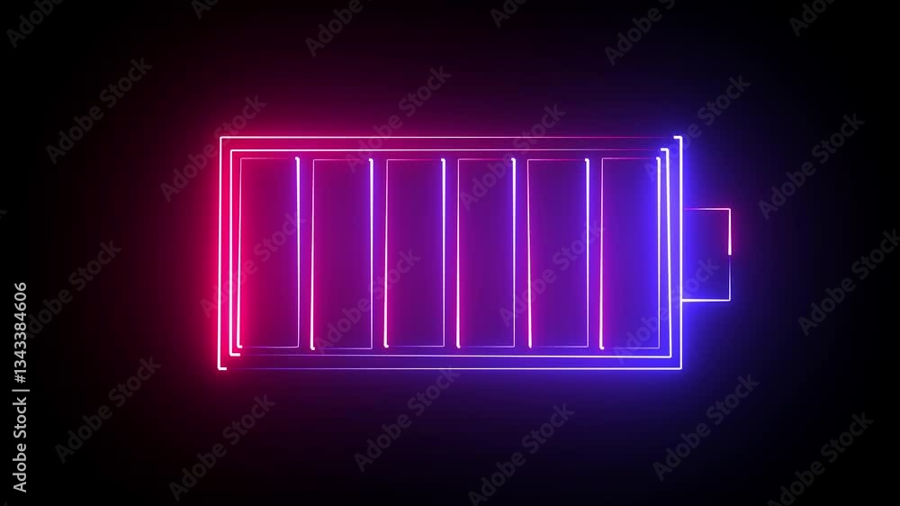 glowing Neon Battery icon on black background. Glowing animated Battery symbol. 4k animation motion graphic. glowing Neon Battery icon on black background. Glowing animated Battery symbol. 4k animation motion graphic.
