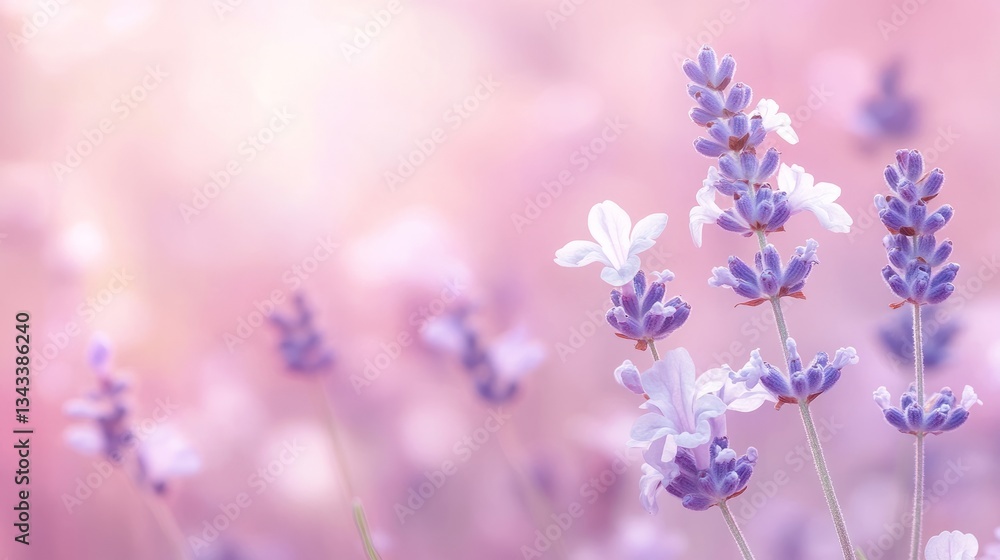 Naklejka premium Space Lavender Purple Overview Delicate Spring Text