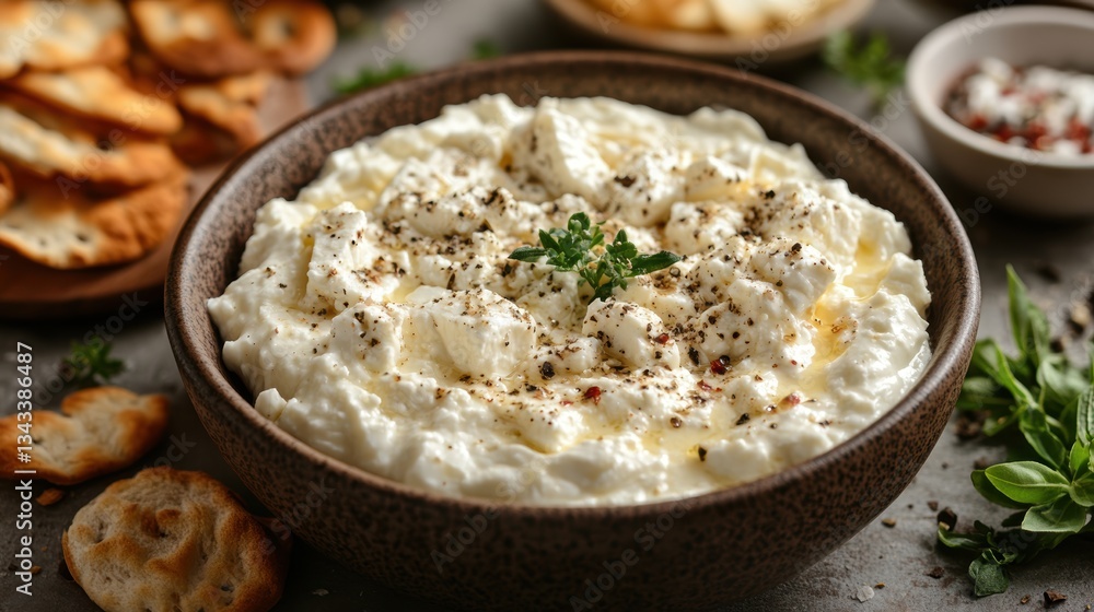 A creamy, salty delight, feta cheese, its rind speckled with holes, invites you to savor its tangy flavor. A creamy, salty delight, feta cheese, its rind speckled with holes, invites you to savor its tangy flavor.