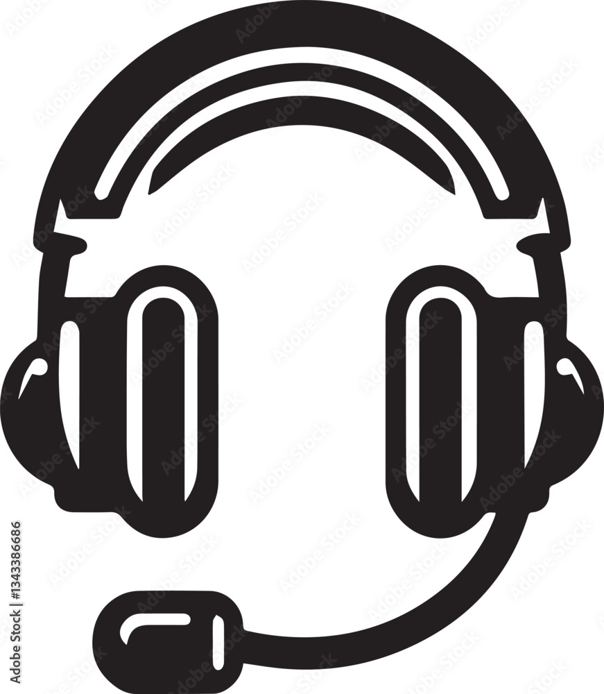 headphones vector, headphones vector illustration, headphones silhouette vector black and white