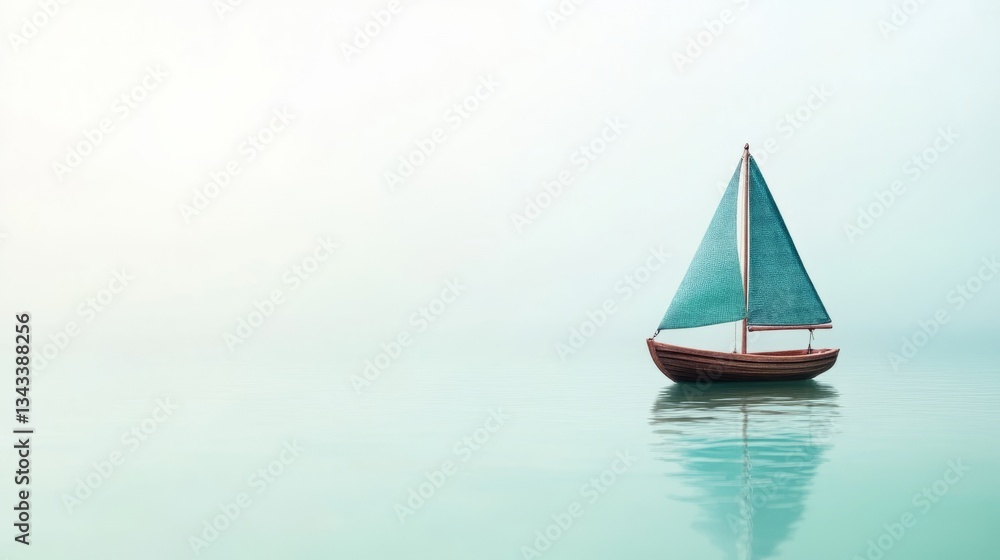 Fototapeta premium Space Brown Wooden Scene Pastel Empty Green Right Nautical