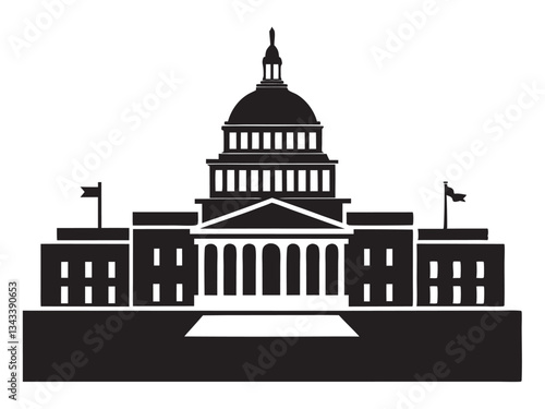 Washington Capitol in minimalist style. USA symbol vector silhouette illustration on white background
