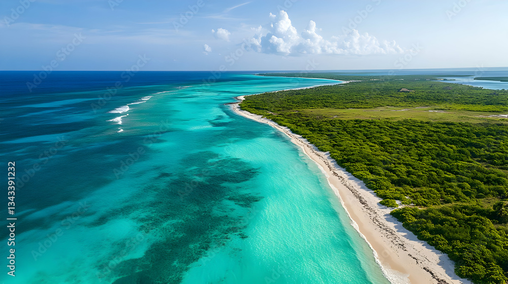 Obraz premium Stunning Aerial View of a Tropical Island Paradise Beach