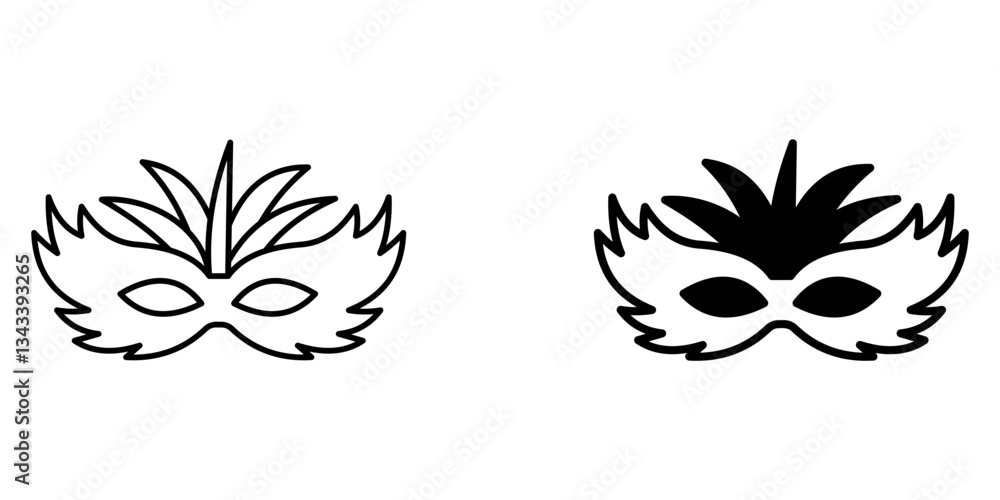 Fototapeta premium Masquerade Mask Icon – Line & Glyph Style