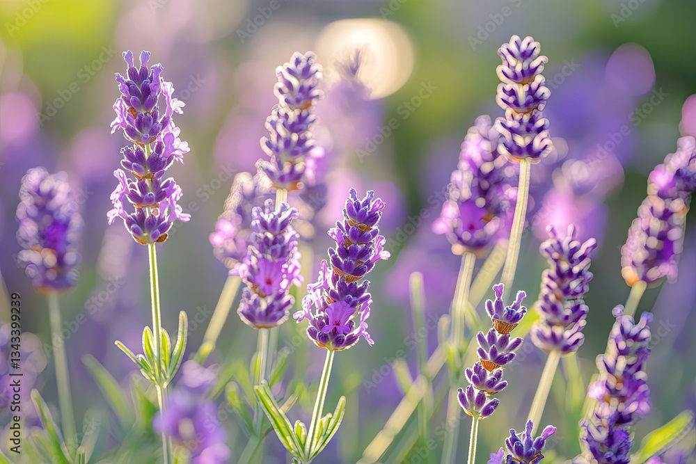 Naklejka premium Lavender blossoms in sunlight