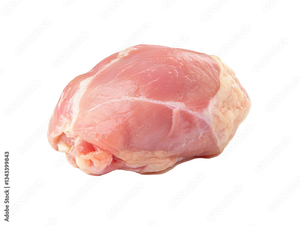 A fresh piece of raw chicken meat with smooth texture and a pale pink hue, typically used for cooking various dishes, Transparent background. A fresh piece of raw chicken meat with smooth texture and a pale pink hue, typically used for cooking various dishes, Transparent background.