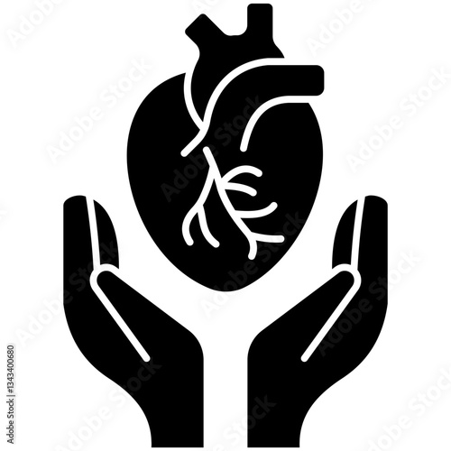  Heart Care glyph Icon - Minimalist Design for Health and Medical Apps