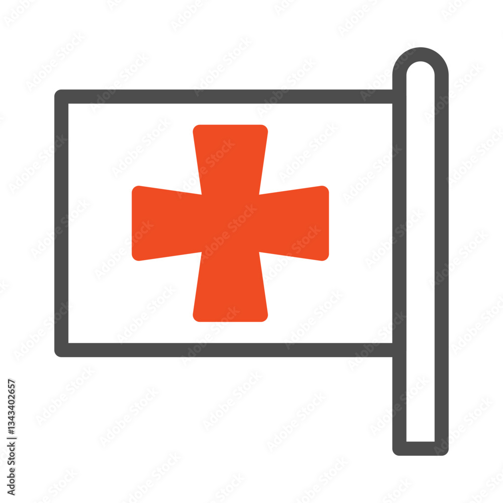 Fototapeta premium Stylized First Aid Flag, Healthcare Visual Sign