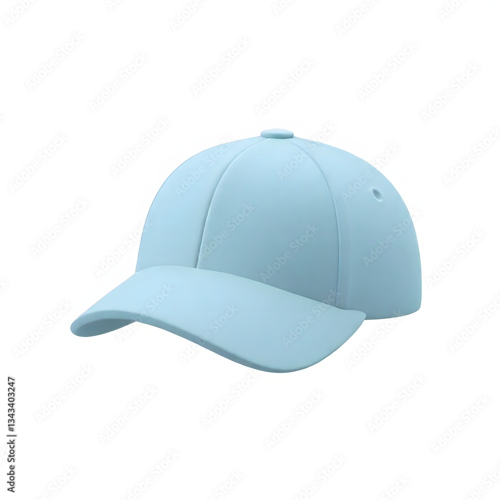Fototapeta premium A light blue stylized 3d rendering of a baseball cap against a white background