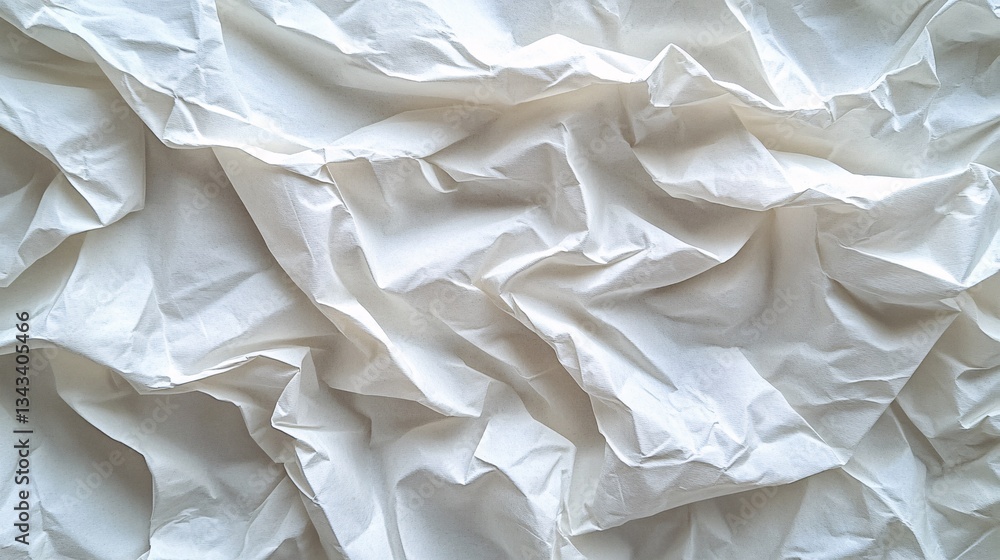 Obraz premium A close up of wrinkled and folded white paper sheets