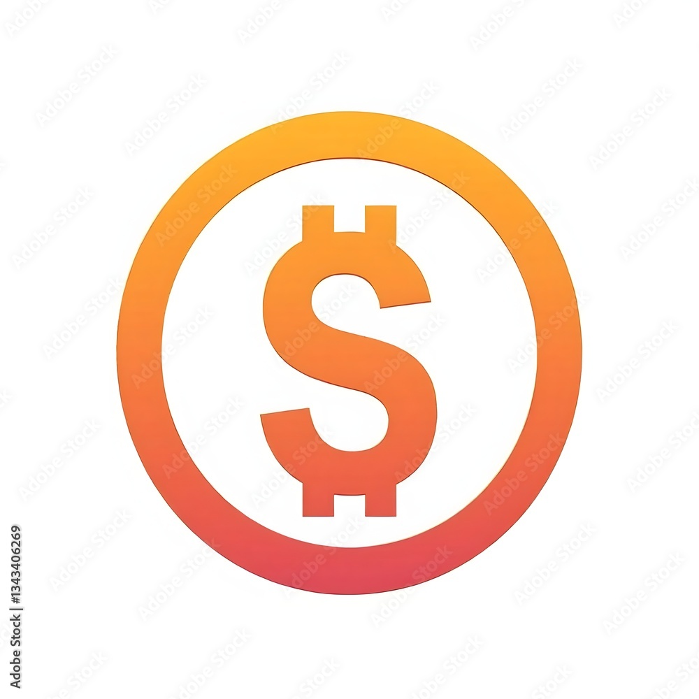 A stylized dollar sign inside a gradient orange circle A stylized dollar sign inside a gradient orange circle