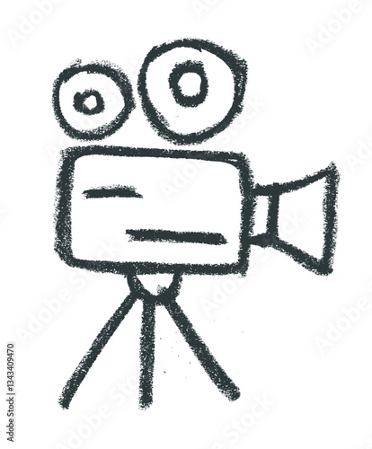 Projector Cinema Related Icon Crayon Chalk Drawing Vector