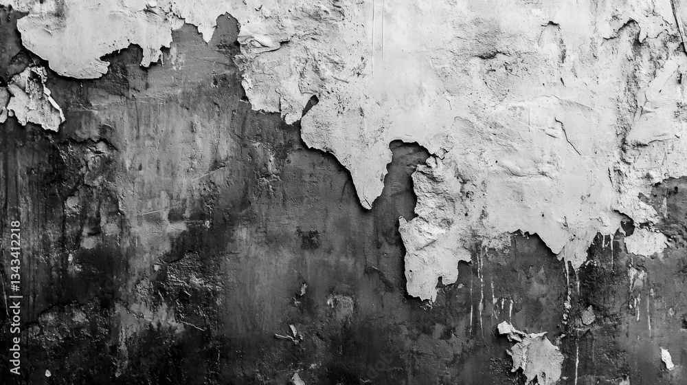 Obraz premium Cracked White Wall with Peeling Paint and Grunge Texture Detail