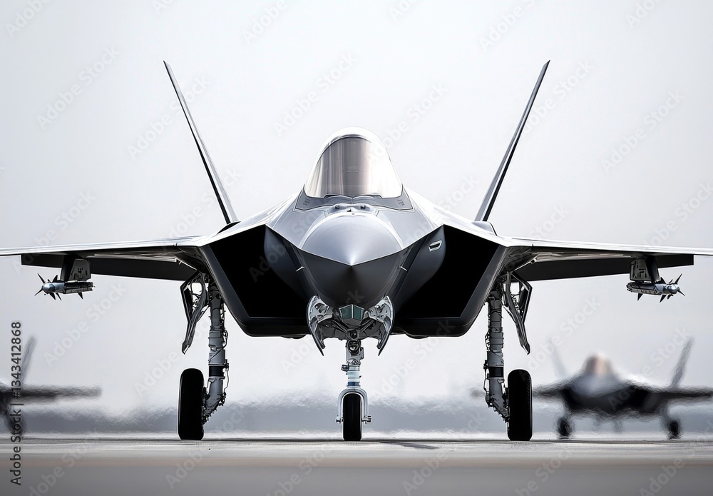 Fototapeta premium An advanced aerial bomber showcases its design during a combat demonstration.