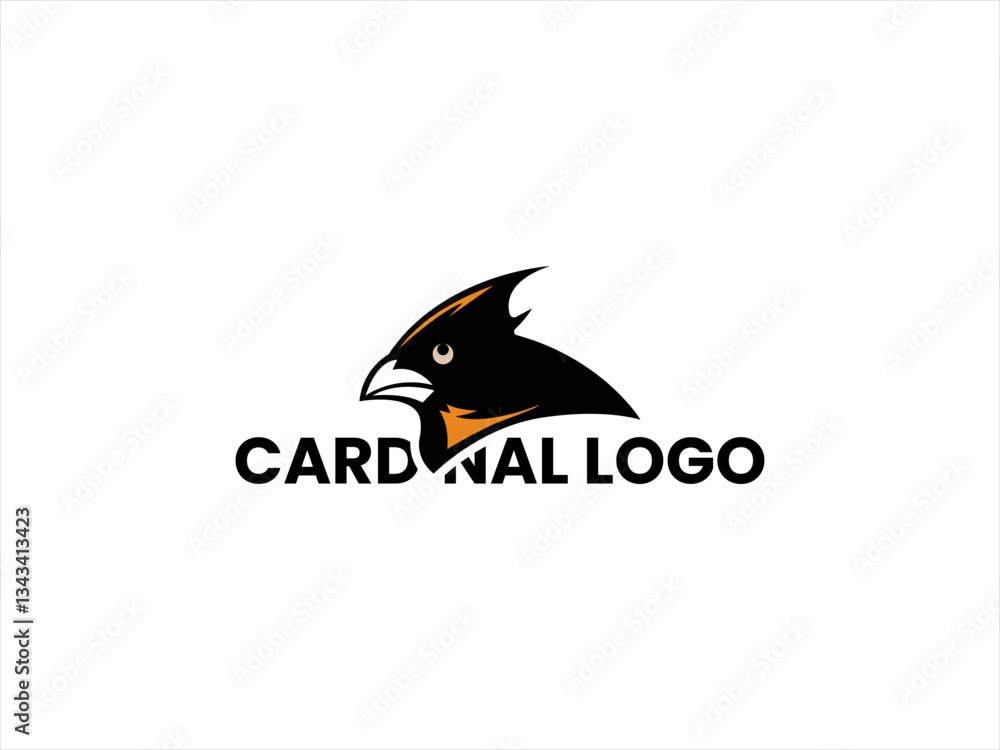 Obraz premium A bold, minimalist logo featuring a stylized silhouette of a cardinal.